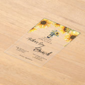 ひまわりワインボトルガラスマザーズデイブランチ アクリル招待状 (レイダウン)