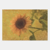ひまわりヴィンテージアンティーク黄緑のテクスチャ ラッピングペーパーシート (正面)