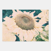 ひまわりヴィンテージイエローダークグリーンのデコパージュ ラッピングペーパーシート (正面)