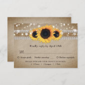 ひまわりヴィンテージウェディングRSVPカードミール選択 出欠カード (正面/裏面)