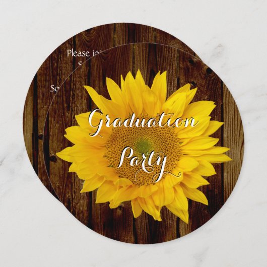 ひまわりヴィンテージウッドカントリー卒業パーティー 招待状 (正面/裏面)