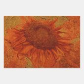 ひまわりヴィンテージオレンジ金ゴールドテクスチャの切り離し ラッピングペーパーシート (正面3)