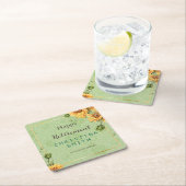 ひまわりヴィンテージガーデン水彩リタイア スクエアペーパーコースター (インサイチュ)