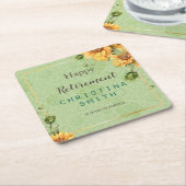 ひまわりヴィンテージガーデン水彩リタイア スクエアペーパーコースター (アングル)