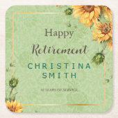 ひまわりヴィンテージガーデン水彩リタイア スクエアペーパーコースター (正面)