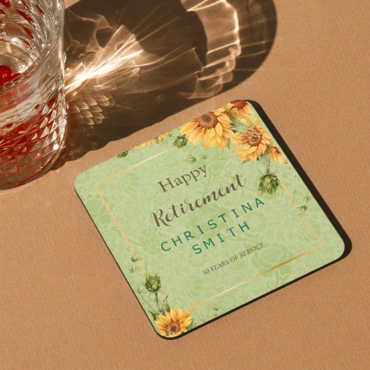 ひまわりヴィンテージガーデン水彩リタイア スクエアペーパーコースター