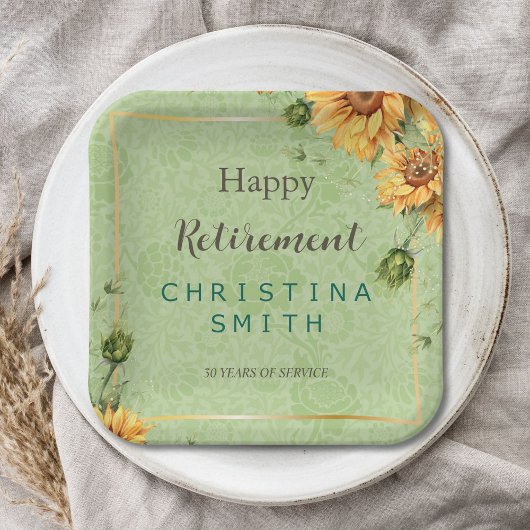 ひまわりヴィンテージガーデン水彩リタイア ペーパープレート