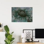 ひまわりヴィンテージグリーングランジテクスチャの切り離し ポスター (ホームオフィス)