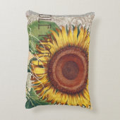 ひまわりヴィンテージダマスクフラワーアート アクセントクッション (裏面(縦))