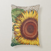 ひまわりヴィンテージダマスクフラワーアート アクセントクッション (正面(垂直))
