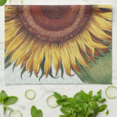 ひまわりヴィンテージダマスクフラワーアート キッチンタオル (折り畳み)