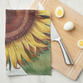 ひまわりヴィンテージダマスクフラワーアート キッチンタオル (四つ折り)