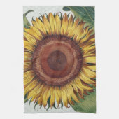 ひまわりヴィンテージダマスクフラワーアート キッチンタオル (縦)