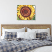 ひまわりヴィンテージダマスクフラワーアート キャンバスプリント (インサイチュ (寝室))