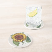 ひまわりヴィンテージダマスクフラワーアート コースター (側面)