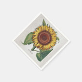 ひまわりヴィンテージダマスクフラワーアート スタンダードカクテルナプキン (角)