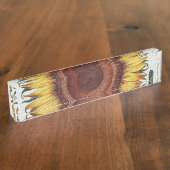 ひまわりヴィンテージダマスクフラワーアート デスクネームプレート (側面)