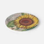 ひまわりヴィンテージダマスクフラワーアート ペーパープレート (アングル)
