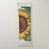 ひまわりヴィンテージダマスクフラワーアート ボディピロー (正面縦)