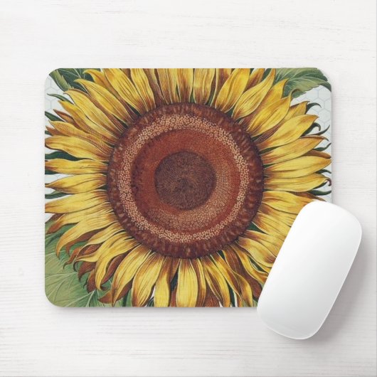 ひまわりヴィンテージダマスクフラワーアート マウスパッド (マウス)