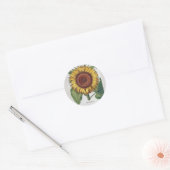 ひまわりヴィンテージダマスクフラワーアート ラウンドシール (封筒)