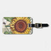 ひまわりヴィンテージダマスクフラワーアート ラゲッジタグ (正面横)
