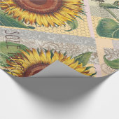 ひまわりヴィンテージダマスクフラワーアート ラッピングペーパー (角)