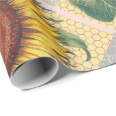 ひまわりヴィンテージダマスクフラワーアート ラッピングペーパー (ロールコーナー)