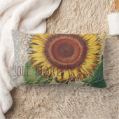 ひまわりヴィンテージダマスクフラワーアート ランバークッション (ブランケット)