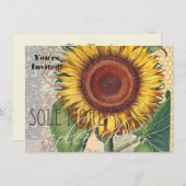 ひまわりヴィンテージダマスクフラワーアート 招待状 (正面/裏面)