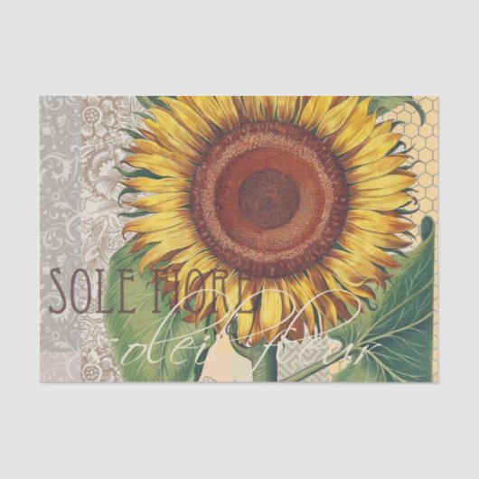 ひまわりヴィンテージダマスクフラワーアート 薄葉紙 (正面)