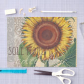 ひまわりヴィンテージダマスクフラワーアート 薄葉紙 (クラフト)