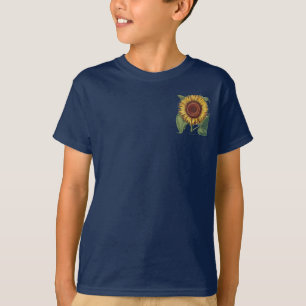 ひまわりヴィンテージダマスクフラワーアート Tシャツ