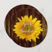 ひまわりヴィンテージバーンウッドカントリー誕生日/パーティー 招待状 (正面/裏面)