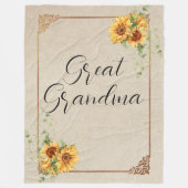 ひまわりヴィンテージフレーム素晴らしおばあちゃん フリースブランケット (正面)