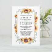 ひまわりヴィンテージ水彩結婚式招待状 招待状 (スタンド正面)