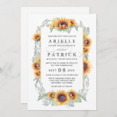 ひまわりヴィンテージ水彩結婚式招待状 招待状 (正面/裏面)