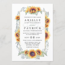 ひまわりヴィンテージ水彩結婚式招待状