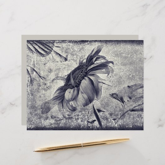 ひまわりヴィンテージ白黒アンティークテクスチャ (正面/裏面インサイチュ)