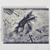 ひまわりヴィンテージ白黒アンティークテクスチャ (正面/裏面)