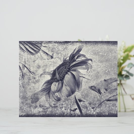 ひまわりヴィンテージ白黒アンティークテクスチャ (スタンド正面)