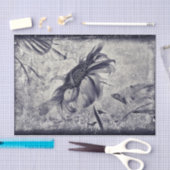 ひまわりヴィンテージ白黒アンティークテクスチャ 薄葉紙 (クラフト)