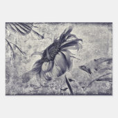 ひまわりヴィンテージ白黒アンティーク ラッピングペーパーシート (正面)