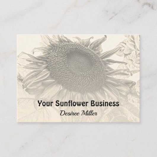 ひまわりヴィンテージ素朴カントリーセピアフローラ 名刺 (正面)