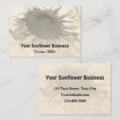 ひまわりヴィンテージ素朴カントリーセピアフローラ 名刺 (正面/裏面)