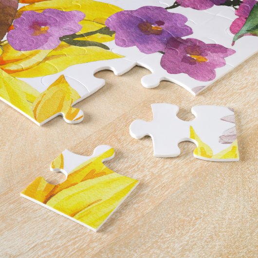 ひまわりヴィンテージ:夏の黄色の開花。 ジグソーパズル (側面)