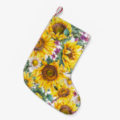 ひまわりヴィンテージ：夏の黄色の開花。 スモールクリスマスストッキング (正面 (吊り時))