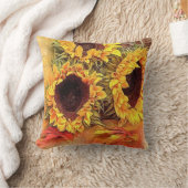 「ひまわり三王秋の花」秋 クッション (ブランケット)