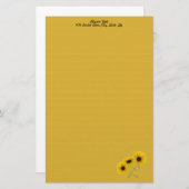 ひまわり三葉写真コーナーテンプレート 便箋 (正面/裏面)