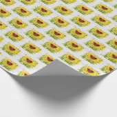 ひまわり上のピンクのサングラス ラッピングペーパー (角)